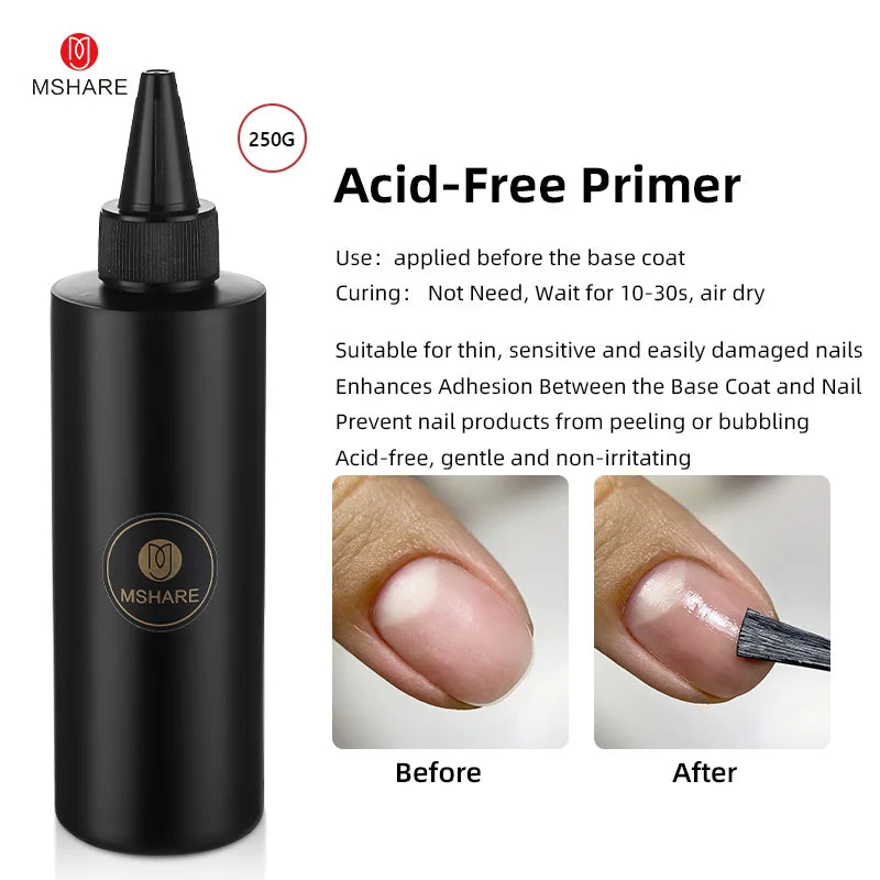 MSHARE Clear Rubber Base Gel Coat Thicker Nails Strengthen Alignment Base Soak Off 250ML Level Up