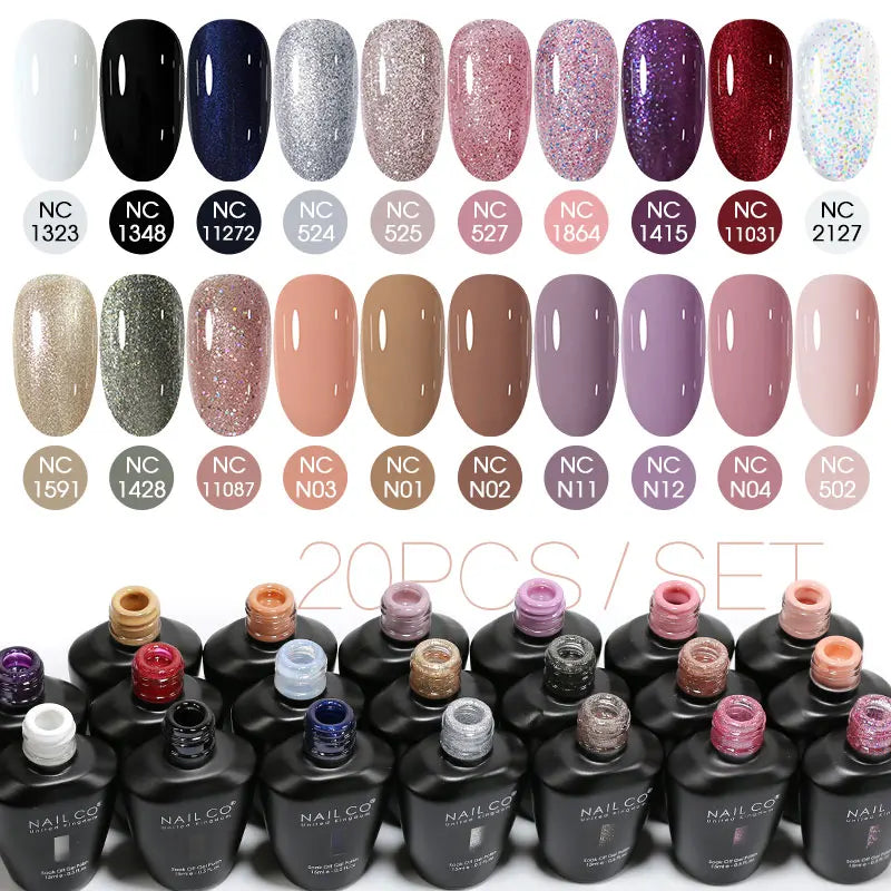 NAILCO 20/30Pcs Fluorescent Color Gel Nail Polish Set Semi Permanent UV LED Varnish Nail Art Design Soak Off Nail Gel Set 15ml