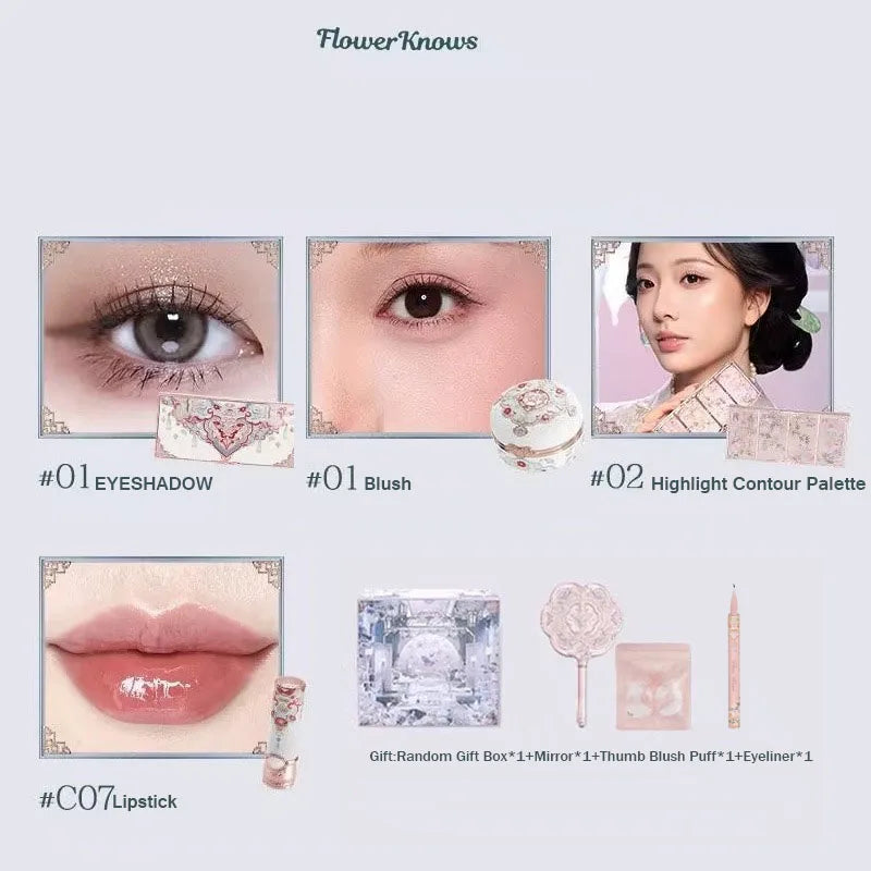 Flowerknows Butterfly Cloud Collar Collection Gift Set Makeup Set Blush Lipstick Eyeshadow Palette All In One Box For Women