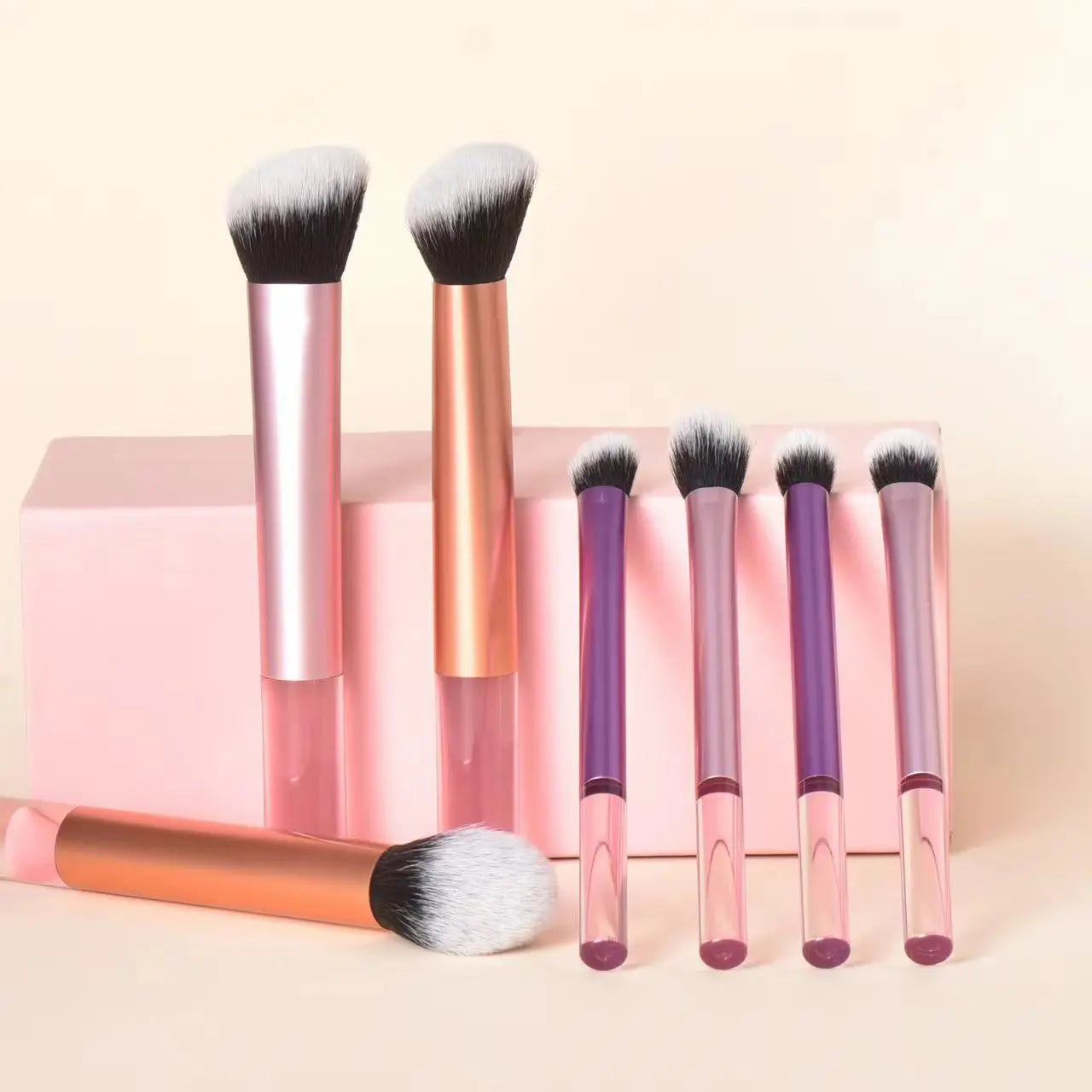 7 RT8 16 mixed-color long aluminum tube makeup brush set Rt same blush brush loose powder trimming beauty tool