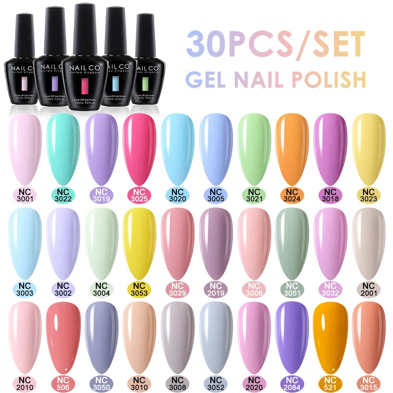 NAILCO 15ml 20/30pcs Gel Nail Polish Set Spring Summer Color UV Gel Nail Art All For Manicure  Gel Paint For DIY Professionals