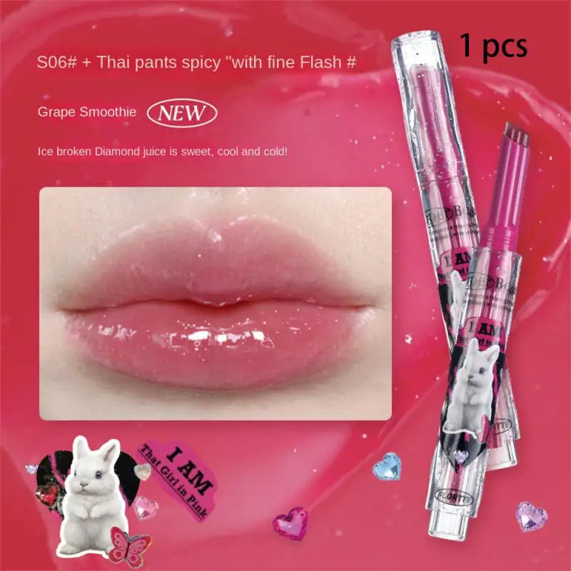 FLORTTE Love Shape Lipstick Flower Jelly Water Lip Gloss Clear Light Hydrating Lip Tint Non-stick Cup Korea Cosmetic