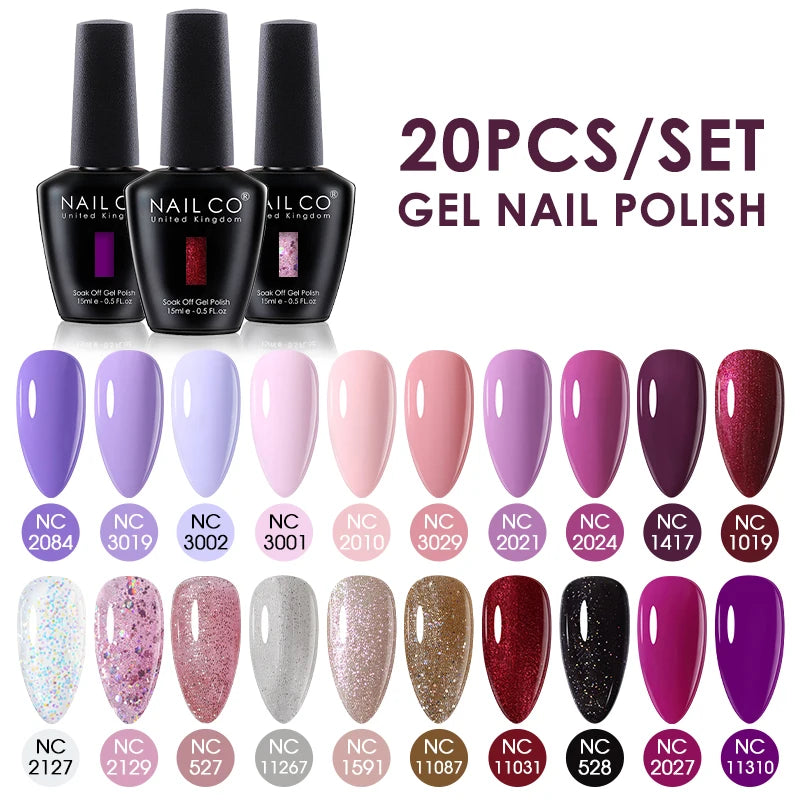 NAILCO 15ml 20/30pcs Gel Nail Polish Set Spring Summer Color UV Gel Nail Art All For Manicure  Gel Paint For DIY Professionals