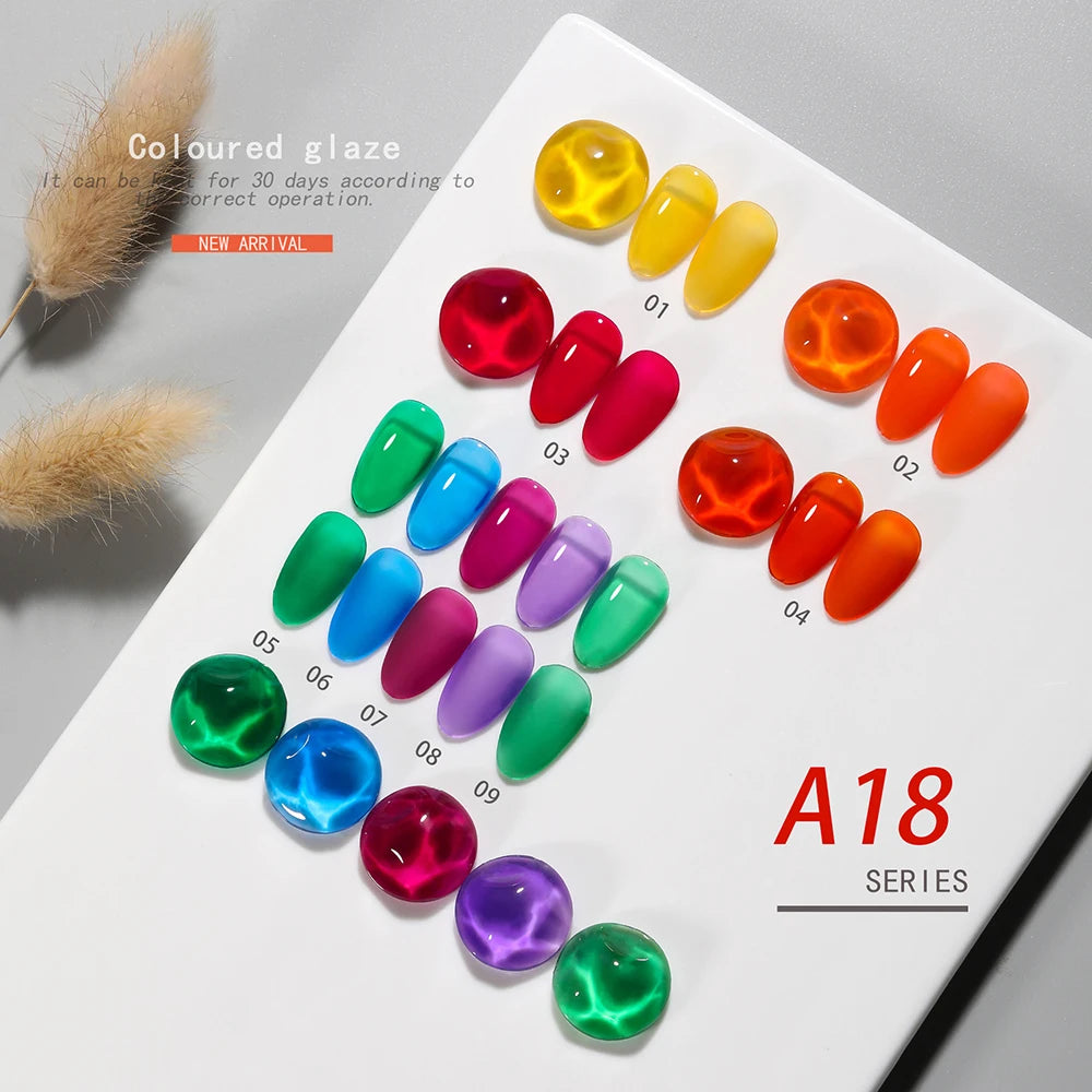 Vendeeni 9 Colors/Set Jelly Transparent Gel Nail Polish Crystal Glass UV Soak Off Gel Varnish Long Lasting Nail Art Gel Lacquer