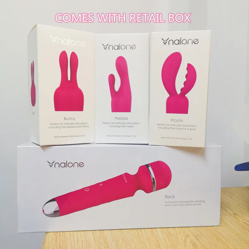 Nalone Powerful Vibrator 3 Nozzles USB Recharge Magic Wand