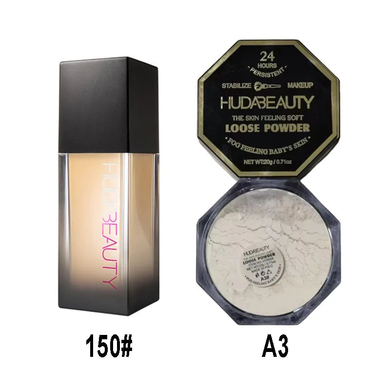 4-color Loose Powder Huda Setting Matte Powder Foundation Set Oil-control Skin Natural Makeup Face Concealer Stabilize Cosmetics
