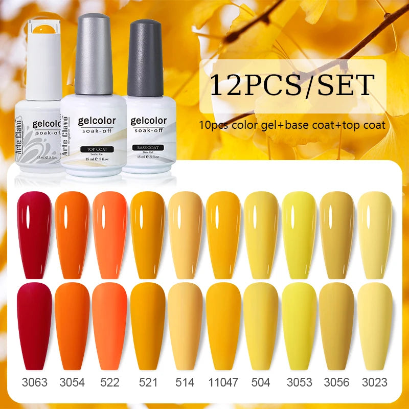 Arte Clavo 10/12/20pcs Gel Nail Polish Set 116 Colors Manicure Semi Permanent Soak Off UV  LED Design Nail Art Gel Varnish Kit