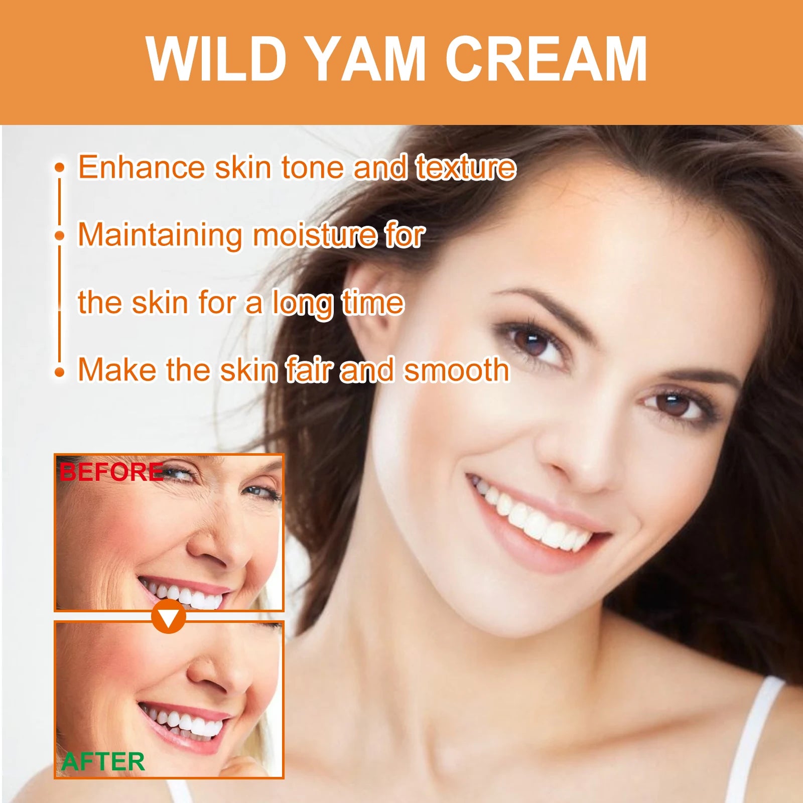 Wild yam face cream removes wrinkles, brightens skin tone, nourishes and moisturizes facial skin, suitable for all skin types