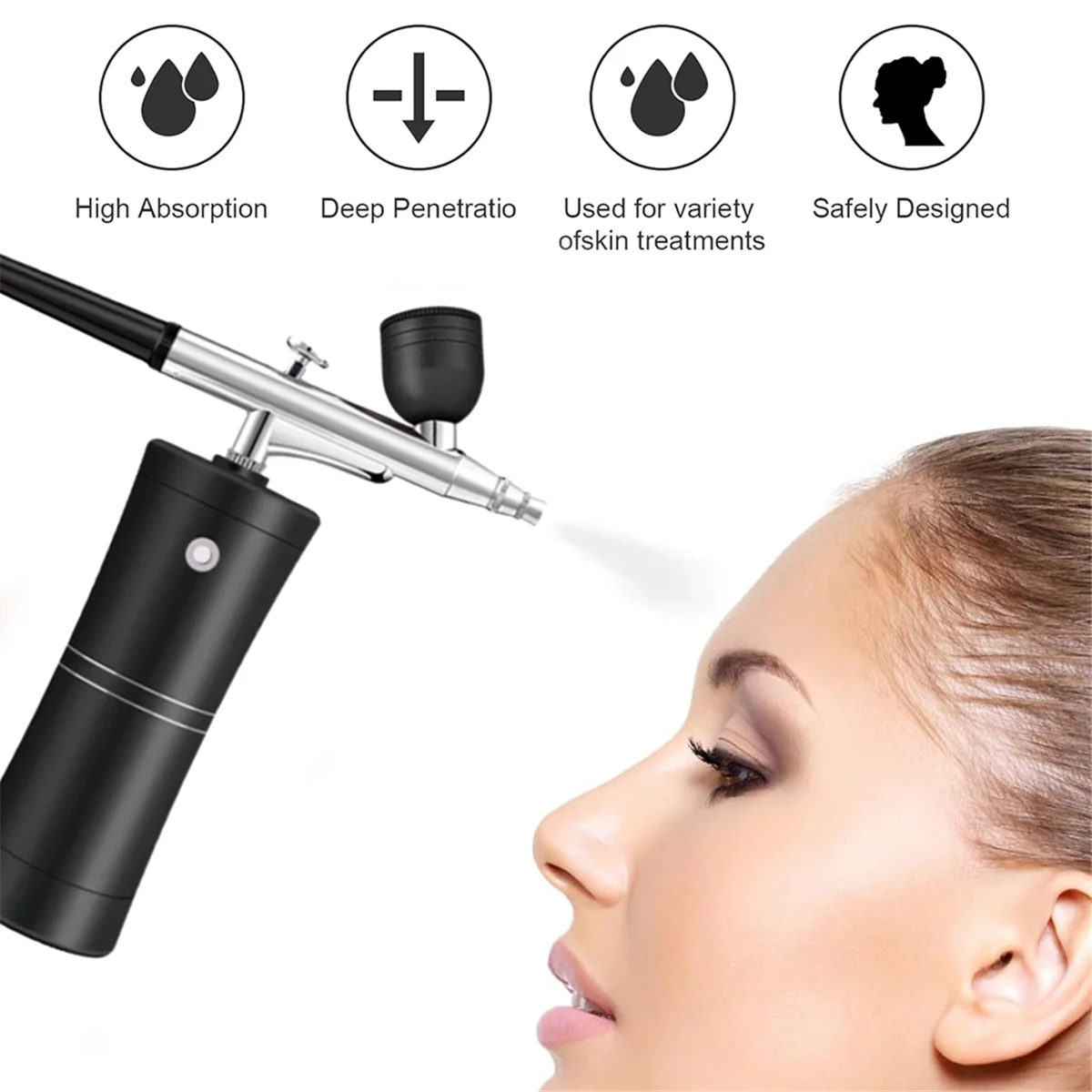 ABQR Airbrush Kit Cordless Mini Airbrush with Compressor Set with 0.3mm Nozzle Portable Makeup Oxygen Machine A