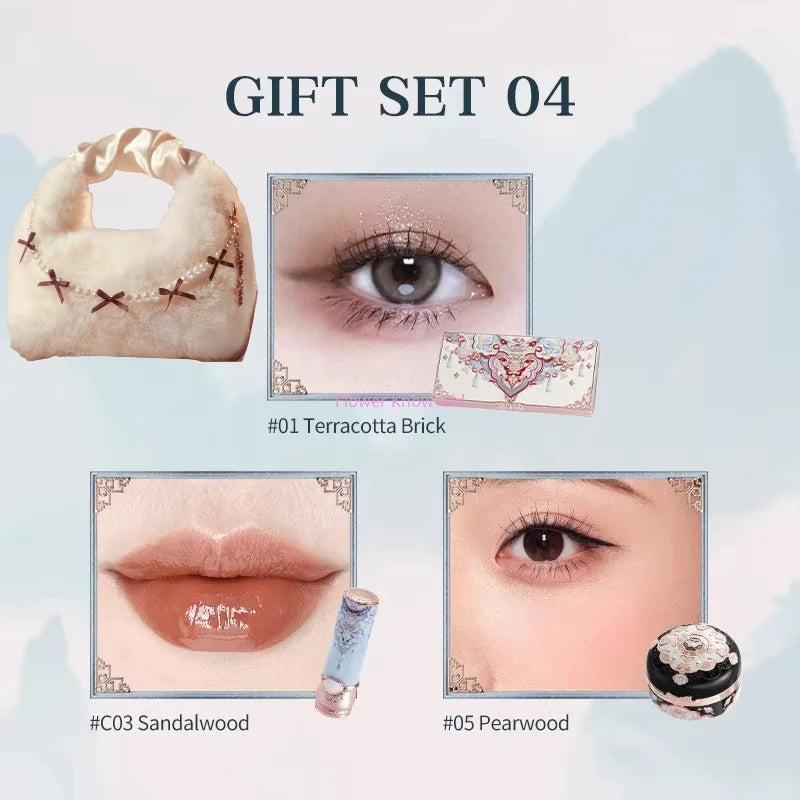 Flower Knows Butterfly Cloud Collar Collection Makeup Gift Set Includes Glitter Eyeshadow Blush Powder Lipstick makeup Bag