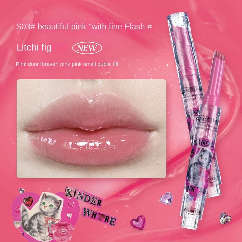 FLORTTE Korean Lipstick Vegan Hydrating Lip Balm Long Lasting Lip Tint Makeup Lip Plumper Gloss