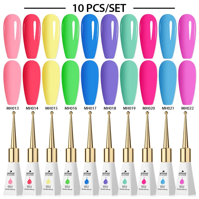 MTSSII 10Pcs/Set 10ml Glass Bottle Gel Nail Polish Nail Supplies Pink Nude Milky White UV Gel LED Nail Art Varnish For Nails