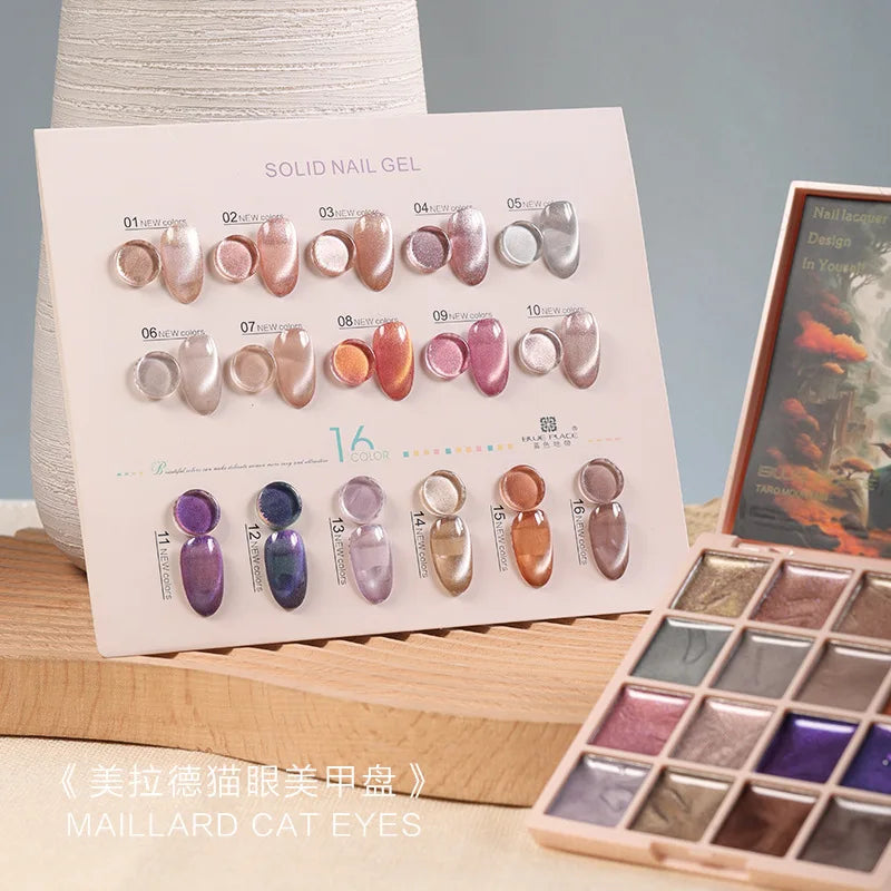 2025 16 Colors Maillard White Cat Eye Solid Cream Varnish Gel Polish Gel Solid Nail Gel Palette Paint Nail Art UV Gel With Tools