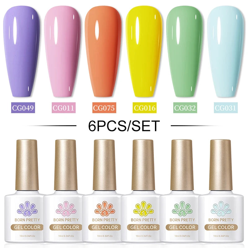 BORN PRETTY 6PCS Gel Polish Set 9D Polaris Cat Magnetic Soak Off UV LED Polish DIY Nail Art Manicure Varnish Base Top Coat