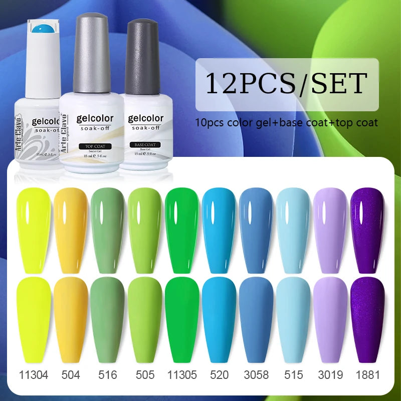 Arte Clavo 10/12/20pcs Gel Nail Polish Set 116 Colors Manicure Semi Permanent Soak Off UV  LED Design Nail Art Gel Varnish Kit