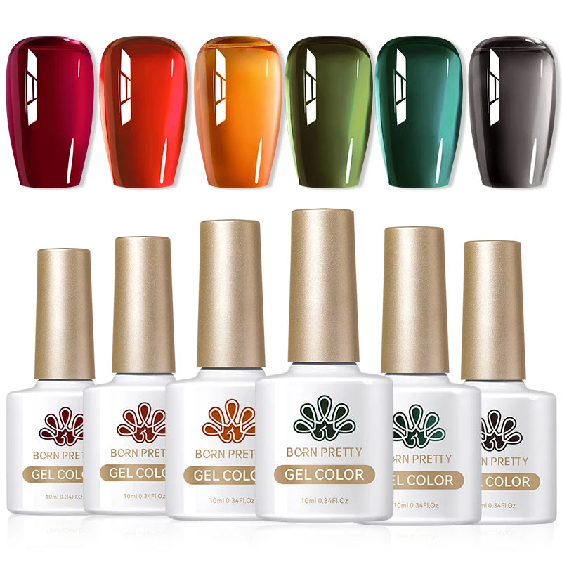 BORN PRETTY 6PCS Gel Polish Set 9D Polaris Cat Magnetic Soak Off UV LED Polish DIY Nail Art Manicure Varnish Base Top Coat