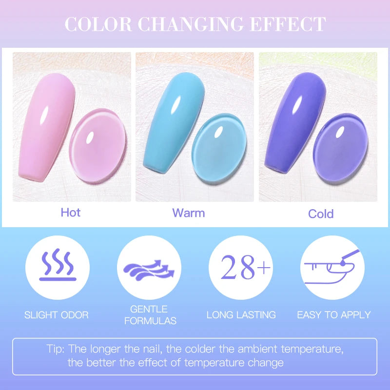 10-12Pcs/set Thermal Gel Nail Polish Set 3 Layers Color Change Nails Semi Permanent Gel Nail Polish For Manicure nail supplies