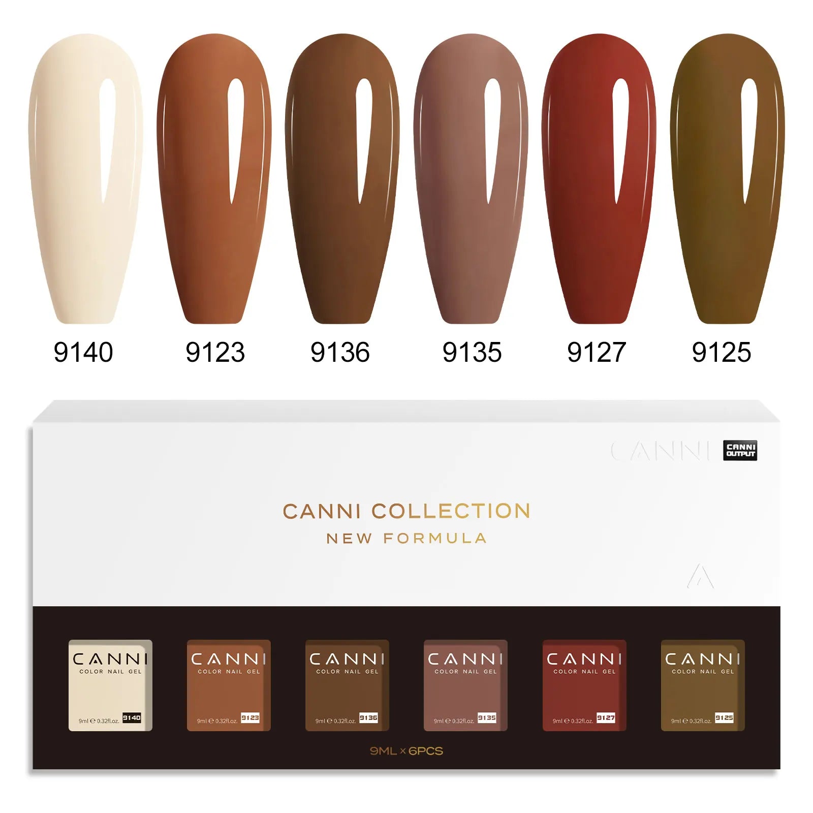 CANNI HEMA FREE Nail Gel Polish VIP Kit Jelly Amber Color Collection Semi Permanent French Nail Gorgeous Color 9ml*6pcs/set