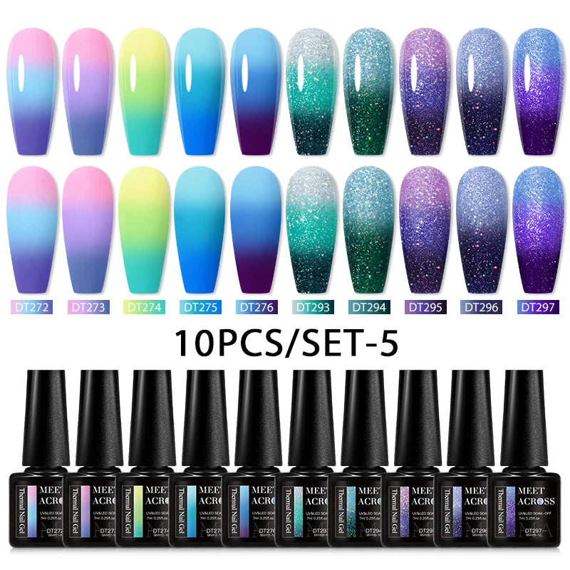10-12Pcs/set Thermal Gel Nail Polish Set 3 Layers Color Change Nails Semi Permanent Gel Nail Polish For Manicure nail supplies