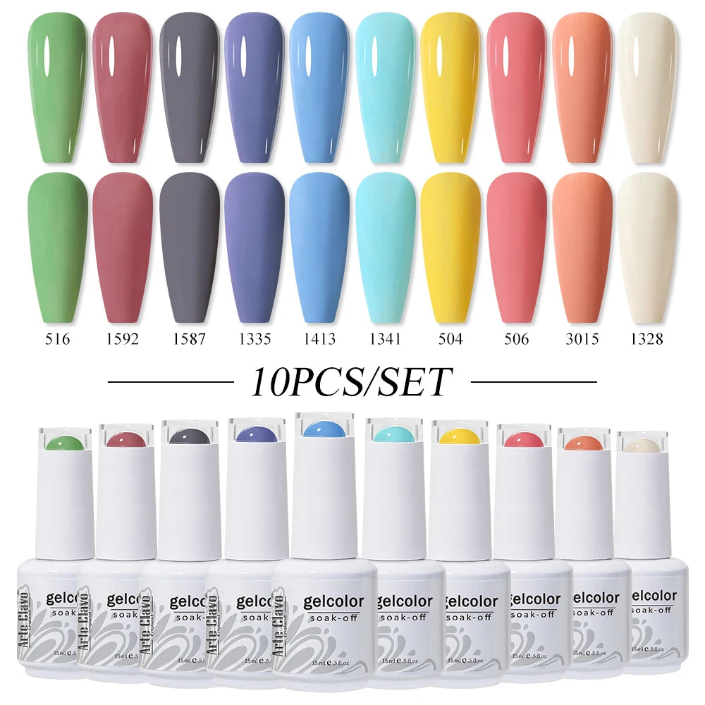 Arte Clavo 10/12/20pcs Gel Nail Polish Set 116 Colors Manicure Semi Permanent Soak Off UV  LED Design Nail Art Gel Varnish Kit