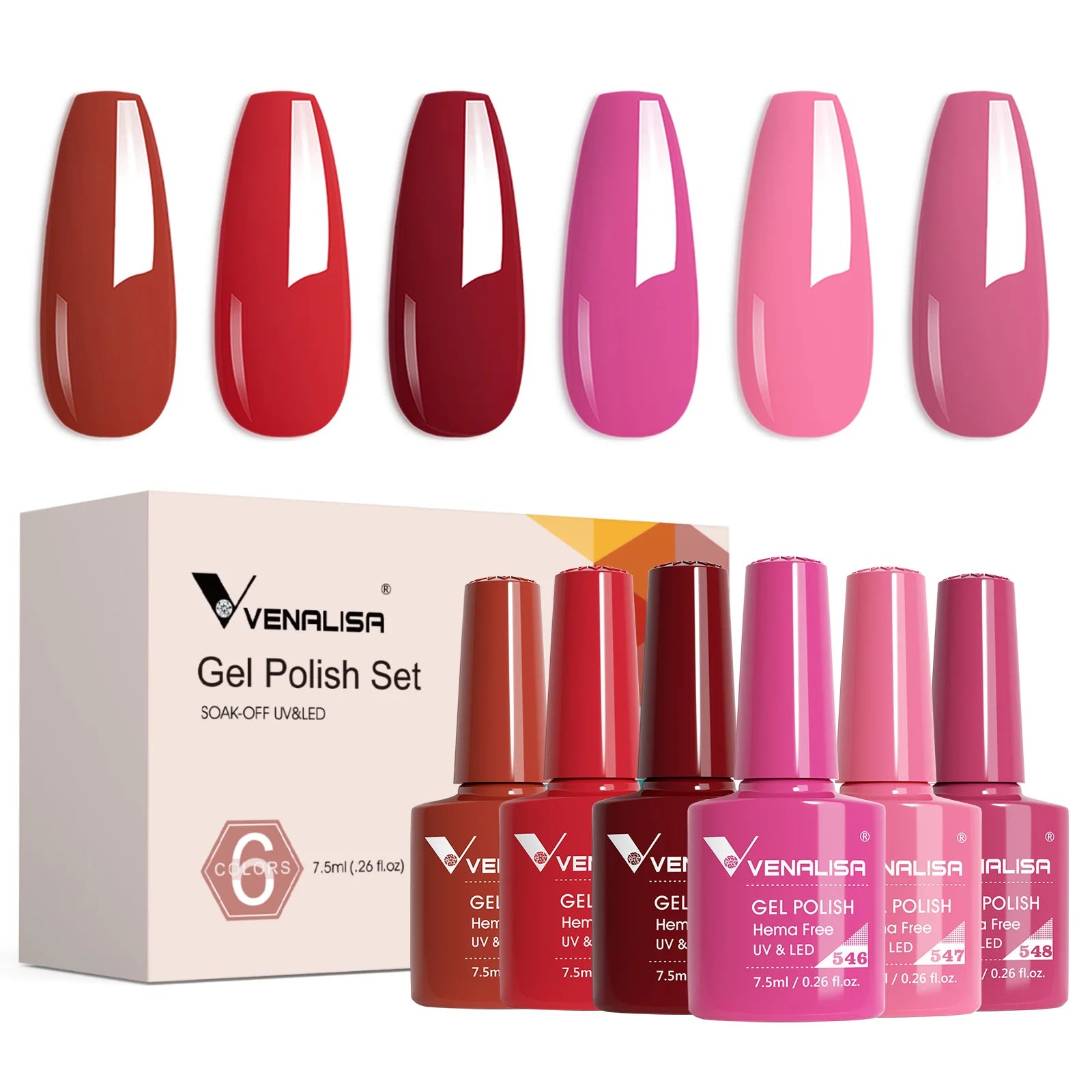 Rose Rubber Base Venalisa Nail Gel Polish Set