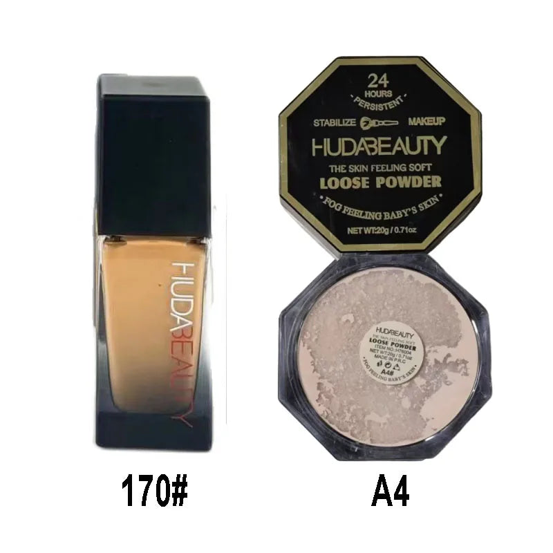 4-color Loose Powder Huda Setting Matte Powder Foundation Set Oil-control Skin Natural Makeup Face Concealer Stabilize Cosmetics