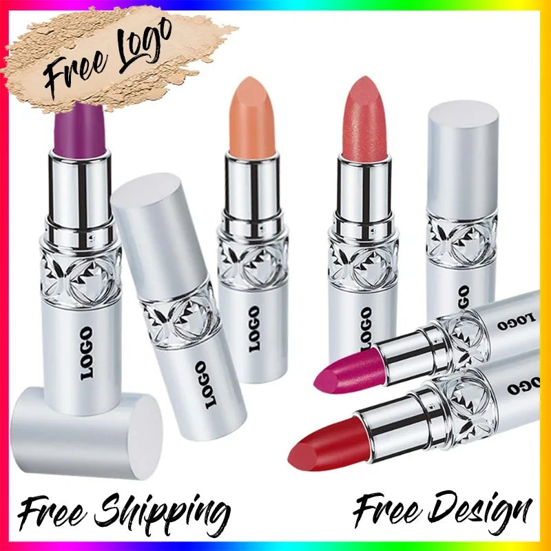 Custom 40colors White Tube Moisturizing Lipstick Pearl High Pigmented Long-lasting Hydrating Non Stick Cup Lipstick Bulk Makeup