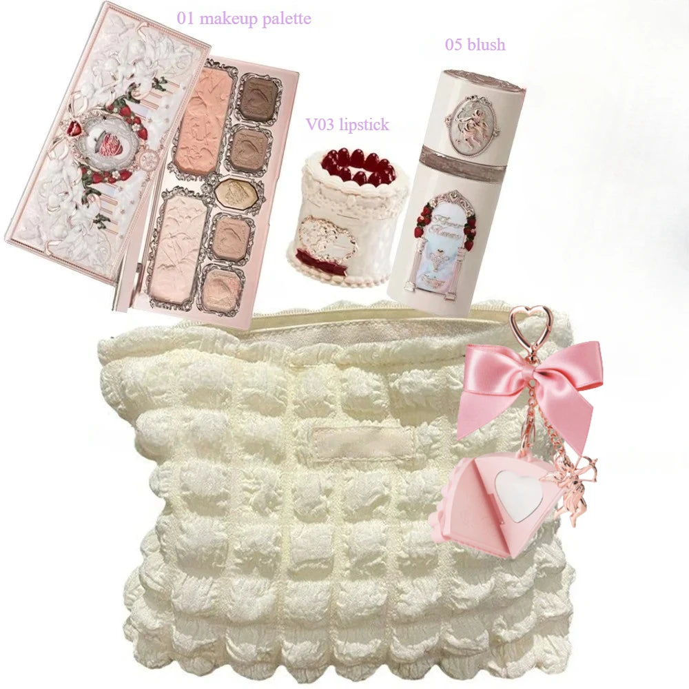 Makeup Set Flower Knows Swan Ballet Series Six Color Eyeshadow Palette Embossed Blusher Shine Lipstick Kit Maquiagem With Bag