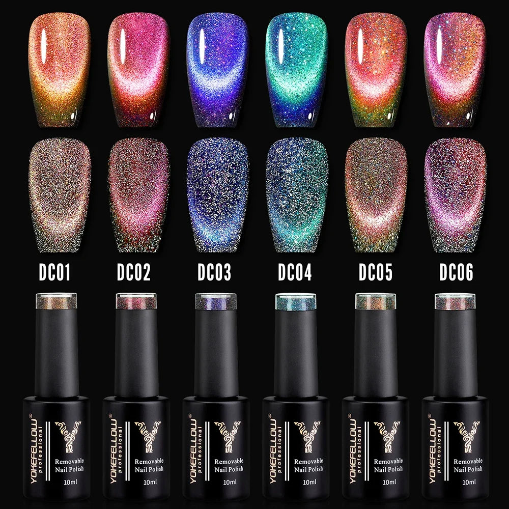 YOKEFELLOW Gel Nail Polish Set 10ml 6Pcs Green Soak Off UV LED Cure Gel Varnish for Nail Art Manicure DIY St. Patrick's Day