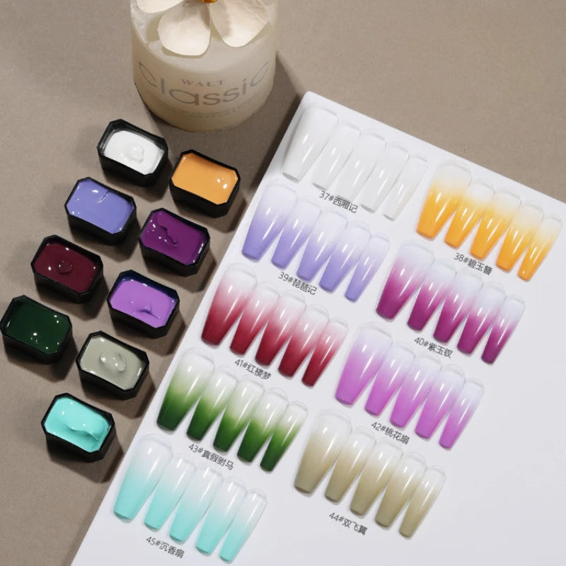 9 Colors Pat Painting Gel Nail Polish Set With Sponge Gradient Semi Permanent Soak Off UV LED Nail Art Gel Varnishes For Nails