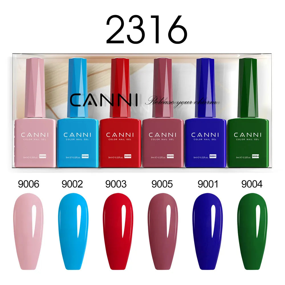 2/6pcs/kit CANNI HEMA FREE Nail Gel Polish Kit Gorgeous Color Beautiful Semi Permanent Gorgeous Full Coverage Soak off UVLED Gel