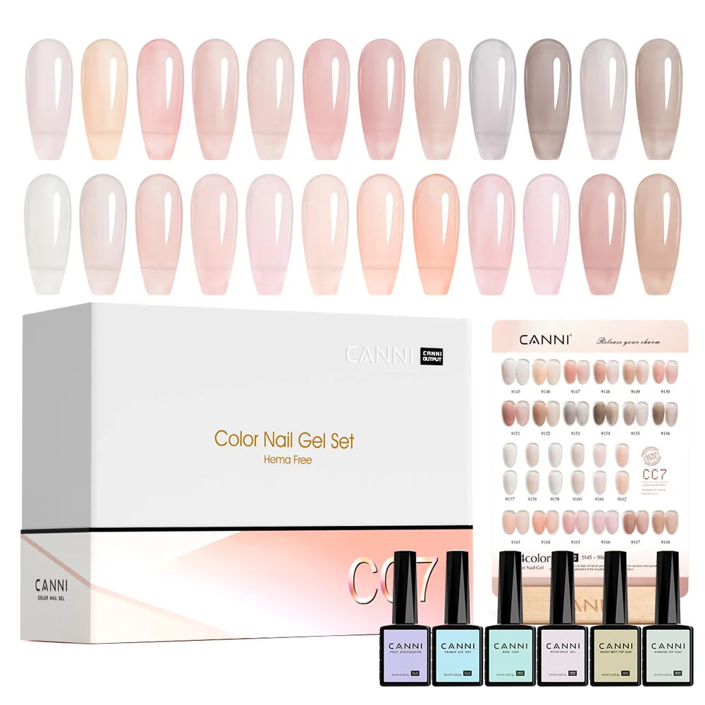CC7 CANNI Nail Gel Polish VIP Kit 9ml HEMA FREE Soak Off UV LED Gel Nail Semi Permanent Glossy Diamond Top Coat Set 6/30pcs Set