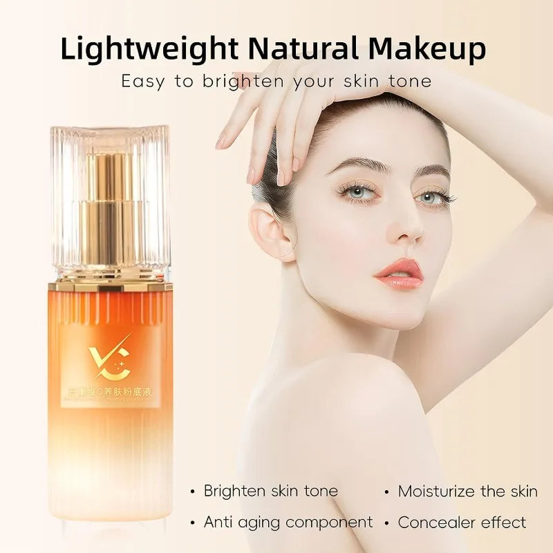 5X Vitamin C Skincare Foundation - Hydrating Oil-Control Lightweight Formula Natural Brightening Coverage Concealing,Nourishing