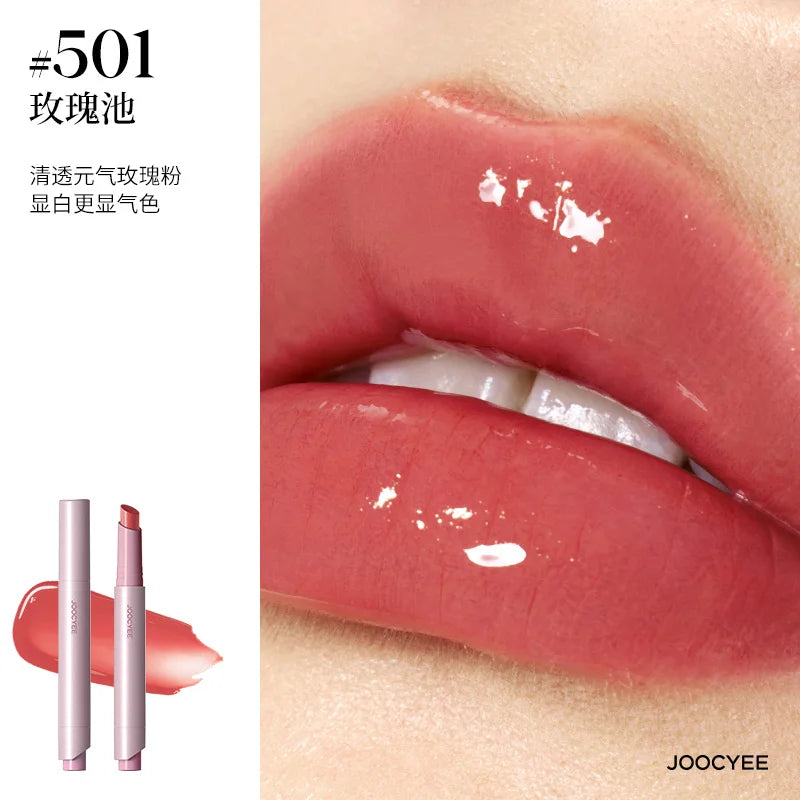 Joocyee Solid Lip Gloss Mirror Water Glossey Mouth Red Lip Glaze Hydrating Lip Color with Vitamin E Shine Finish Lipstick