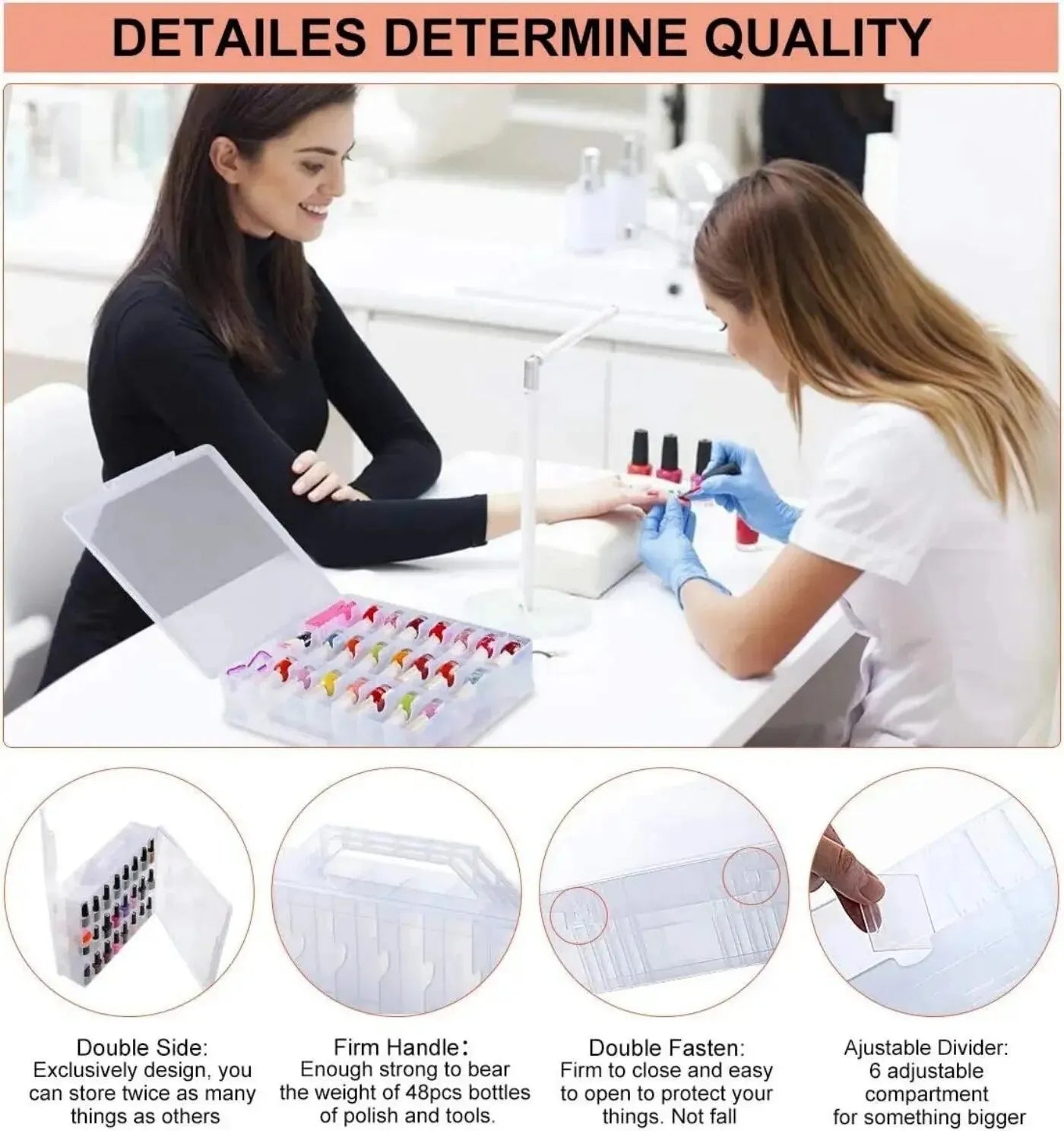 Portable Nail Polish Organizer Clear Double Side Nail Polish