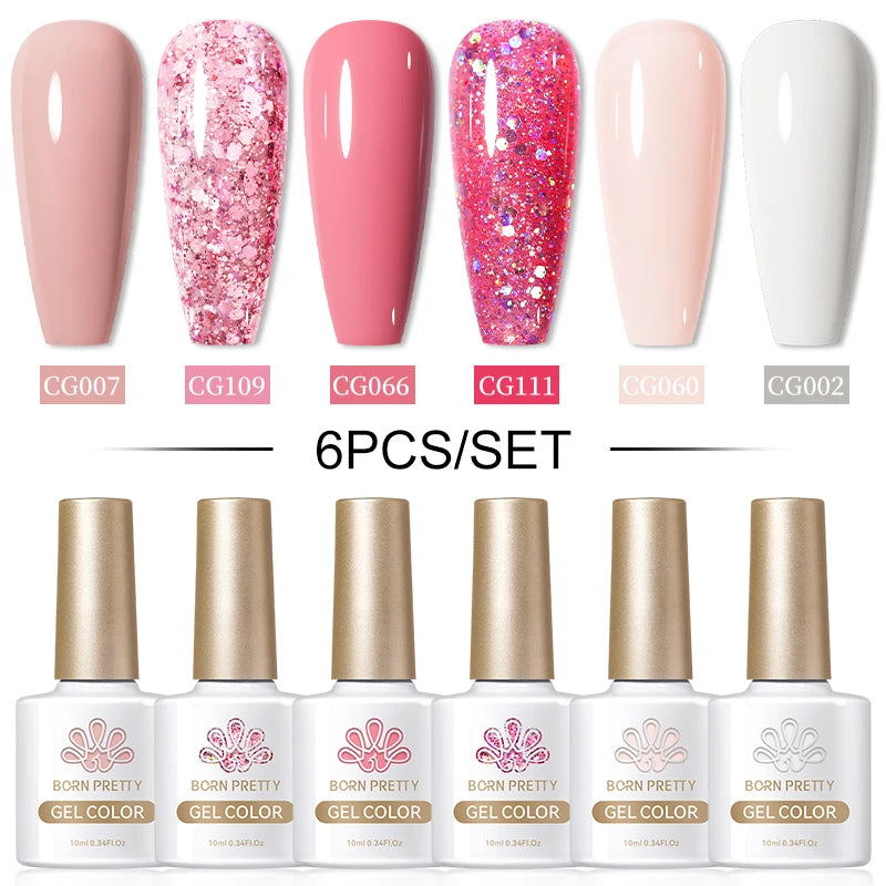 BORN PRETTY 6PCS Gel Polish Set 9D Polaris Cat Magnetic Soak Off UV LED Polish DIY Nail Art Manicure Varnish Base Top Coat