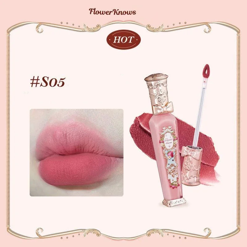 Flower Know Strawberry Rococo Cloud Liquid Lipstick Cream Lip Glaze Matte Milk Tea korean Makeup Long Lasting Lipgloss