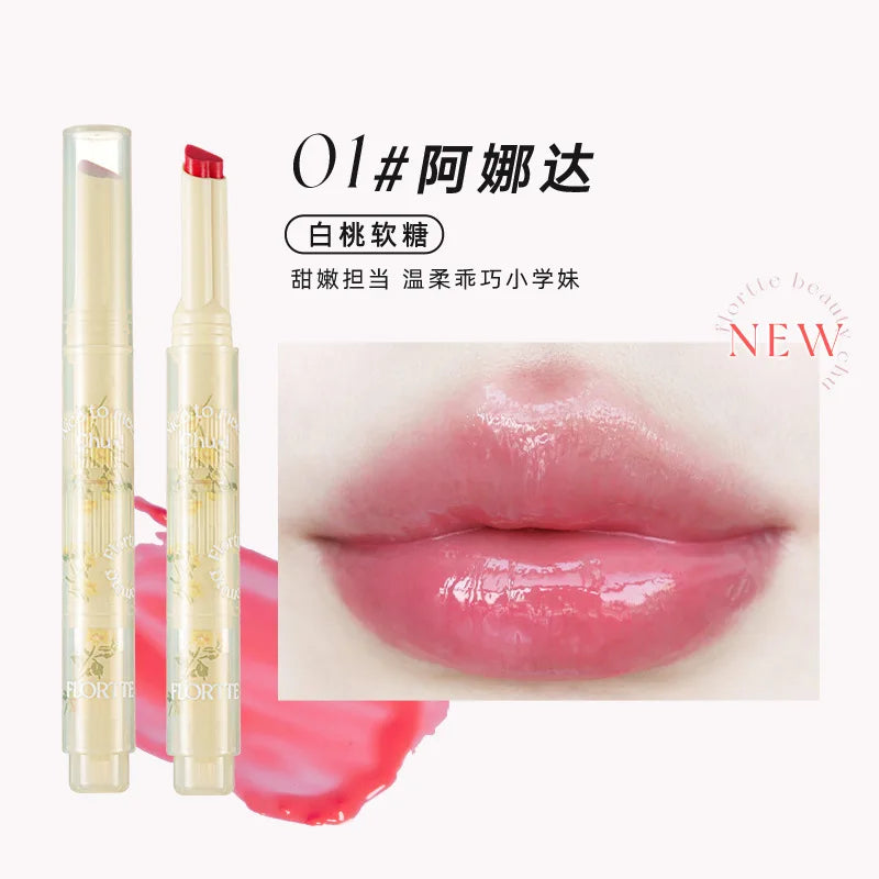 FLORTTE First Kiss Love Lipstick Pencil Lip Balm Mirror Shine Lip Glaze Lip Stick Korean Makeup Lipgloss