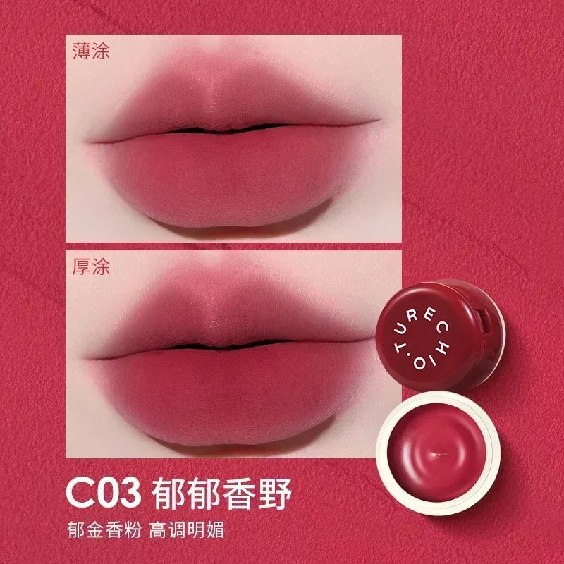 CHIOTURE Cosmetics 3IN1 Canned Lip Mud Velvet Blush Cream Matte Long Lasting Moisturizing Non Sticky Lipstick Cheeks Cute Makeup