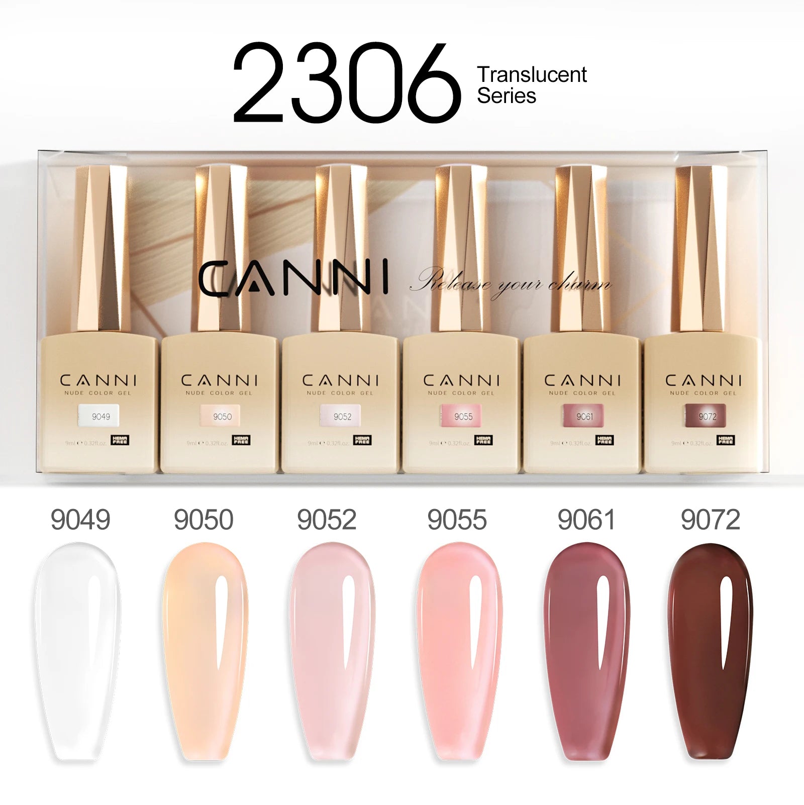 6pcs*9ml HEMA FREE Nail Gel Polish VIP Kit CANNI Semi Permanent Jelly Pink Nude Color Gel Varnish Great Coverage UV LED Lacquer