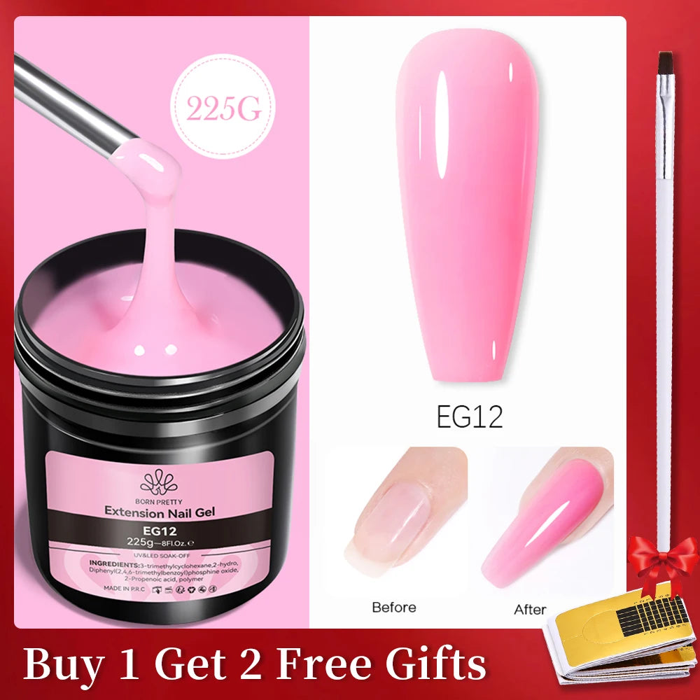 BORN PRETTY 250g Clear Nude 2 In 1 Rubber Base Gel Functions Gel and Color Gel Self-leveling Gel Protecting Natural Nails