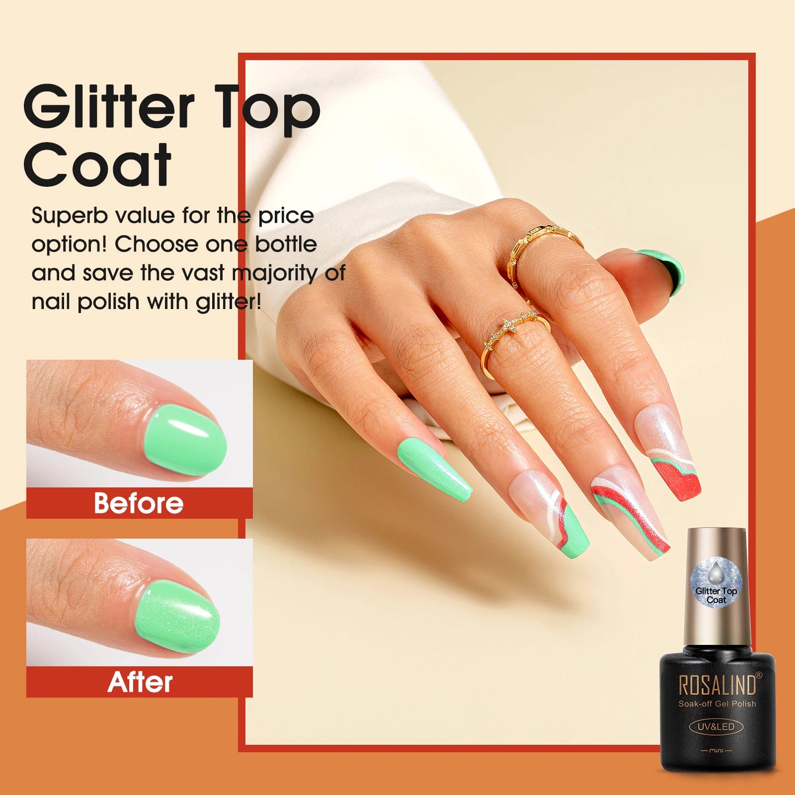 Rosalind  Classic Gel Nails Colors Mini Gel Nail Polish Kit with UV Light,  Base and Matte Glossy Gel Top Coat with Tool