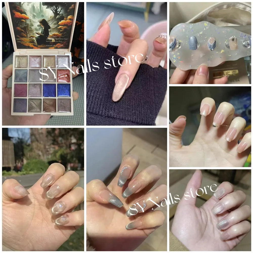 2025 16 Colors Maillard White Cat Eye Solid Cream Varnish Gel Polish Gel Solid Nail Gel Palette Paint Nail Art UV Gel With Tools