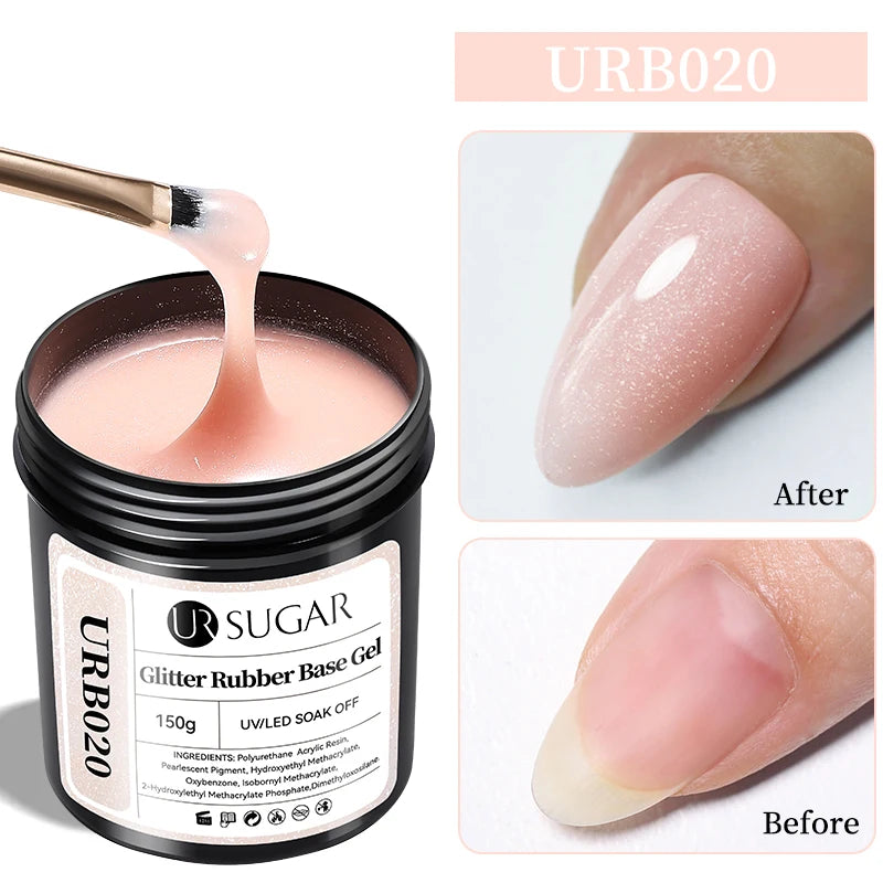 UR SUGAR 150g Rubber Base Gel Nail Polish Sparking Aurora Glitter Rubber Varnish Soak Off Semi permanent UV LED Gel Manicure