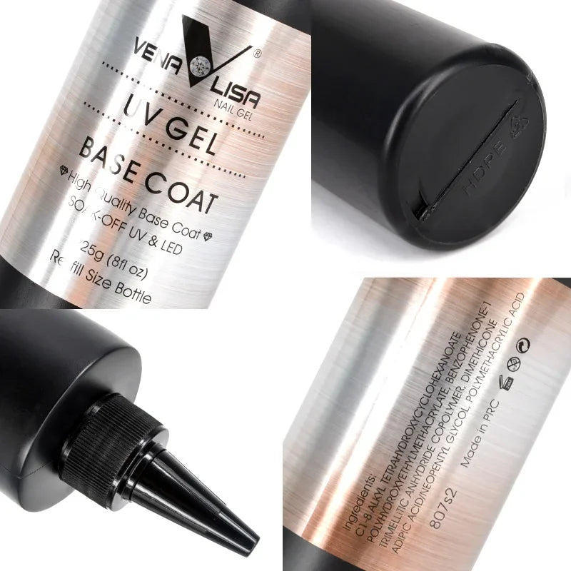 Venalisa Brand 225g Super Quality Nail Art Soak Off UV/LED No Wipe Top Coat Base Coat Without Sticky Layer Tempered TopCoat