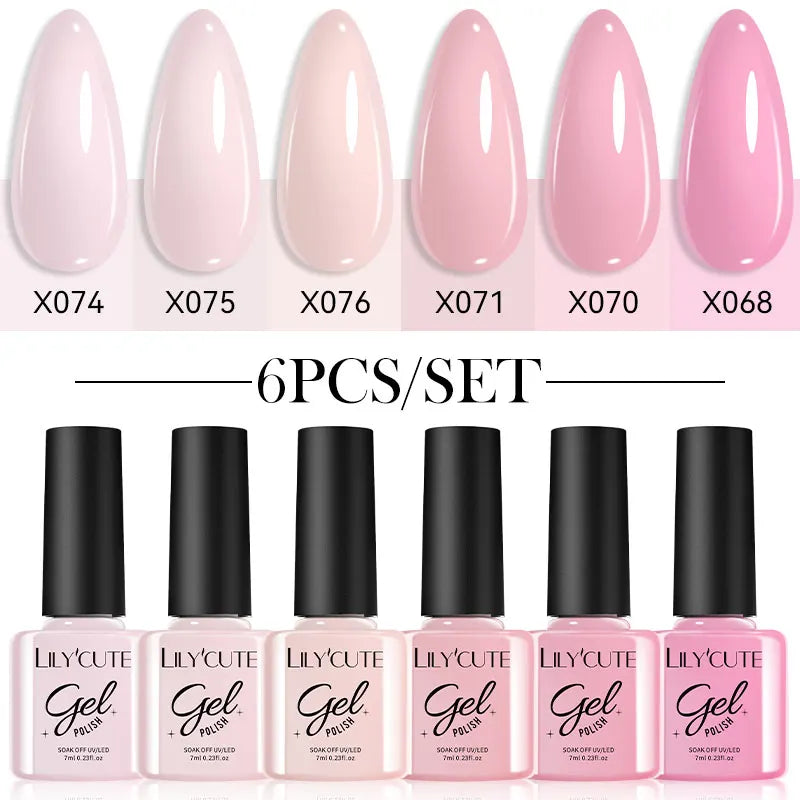 LILYCUTE 6Pcs/set 7ml Coffee Series Gel Nail Polish Kit