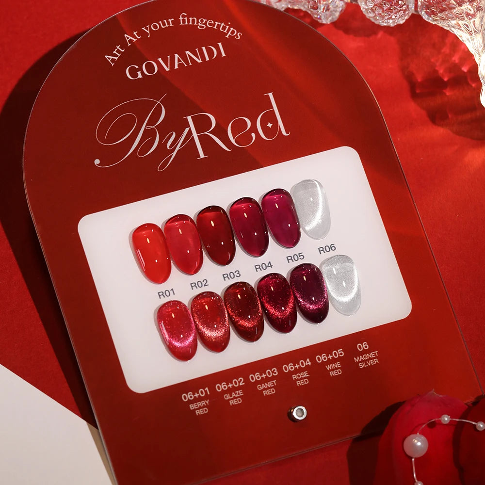 High-end Red 6pcs Hybrid Gel Polish Set MaCat Eyenicure Supplies Semi Permanent Nail Art 15ML LED UV Cat Eye Gel Nail Varnishes