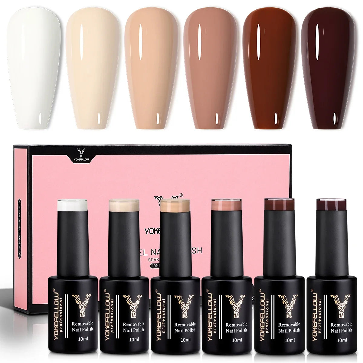 YOKEFELLOW Gel Nail Polish Set 10ml 6Pcs Green Soak Off UV LED Cure Gel Varnish for Nail Art Manicure DIY St. Patrick's Day