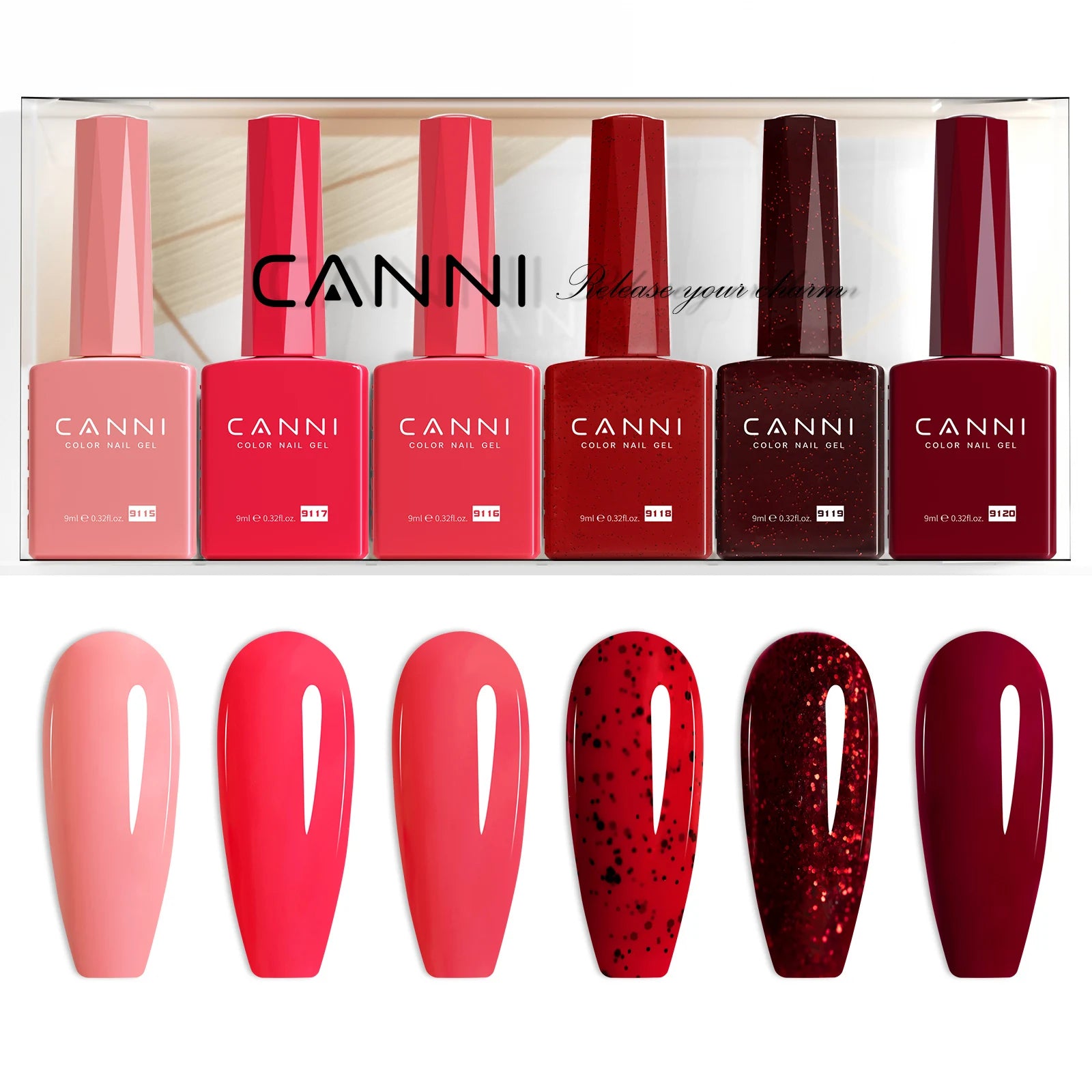 CANNI HEMA FREE 9ml Nail Gel Polish Kit Great Coverage Color Gel Set Nail Manicure Soak Off UV LED Christmas Red Gift Gel Nail