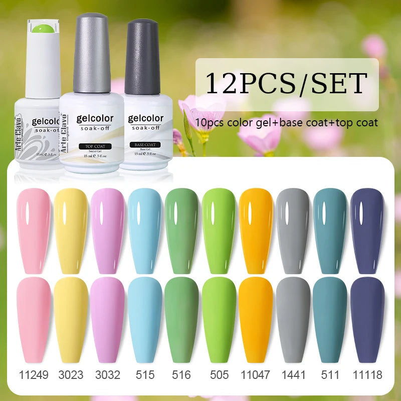 Arte Clavo 10/12/20pcs Gel Nail Polish Set 116 Colors Manicure Semi Permanent Soak Off UV  LED Design Nail Art Gel Varnish Kit